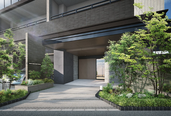 ファイル:ファーネスト大橋東レジデンス エントエランスアプローチ完成予想図1.png