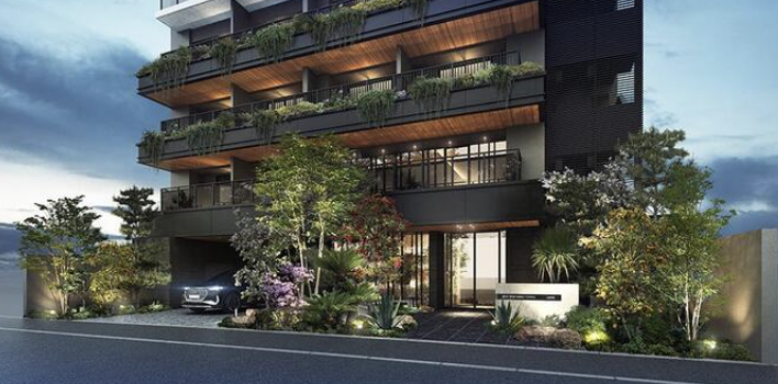 ファイル:DUEX・RESIA 平尾 TERRACE 外観・エントエランスアプローチ完成予想図.png