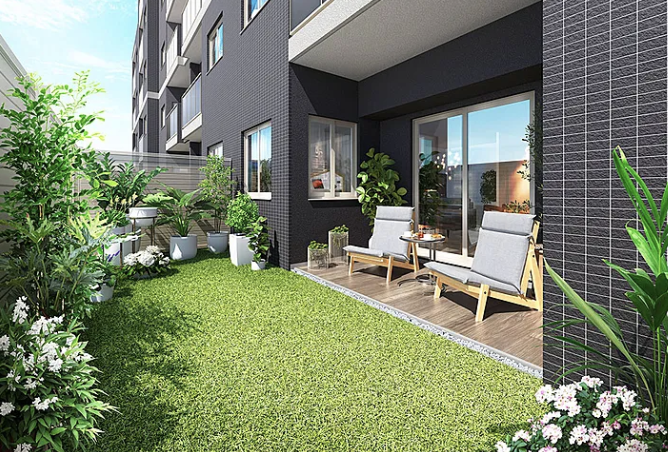 ファイル:クレアホームズ仙台荒井駅前II 専用庭完成予想図(1F住戸対象).png