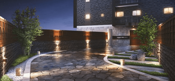 ファイル:サンパーク中津駅北レジデンス エントエランスアプローチ完成予想図.png