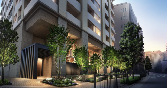 ファイル:ウエリスタワー京町堀 エントランスアプローチ完成予想CG.png