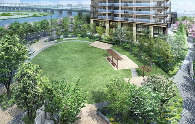 ファイル:Brillia(ブリリア) Tower 聖蹟桜ヶ丘 BLOOMING RESIDENCE 外観コミュニティガーデン完成予想CG.png